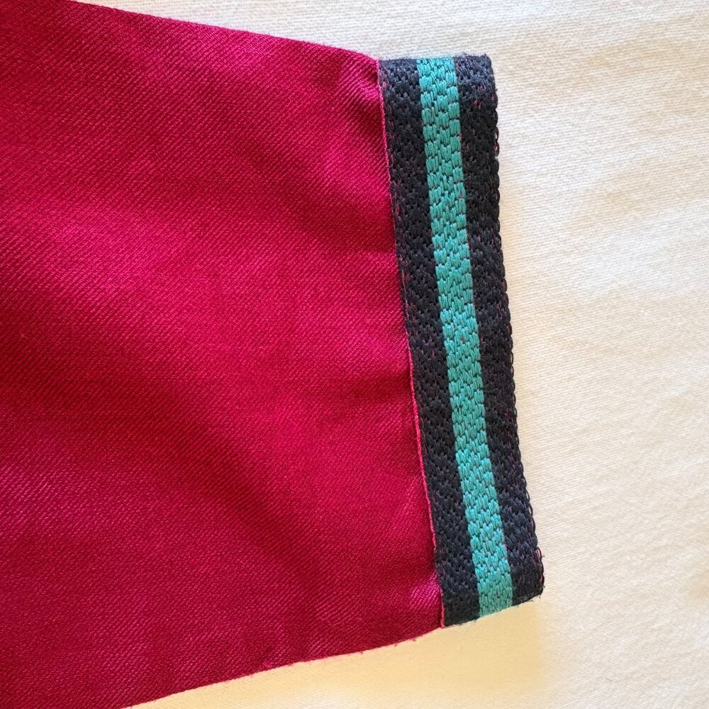 Fabindia Silk Blend A-Line Dress Women’s L Magenta Teal Navy Blue Trim Artisan - Picture 6 of 6